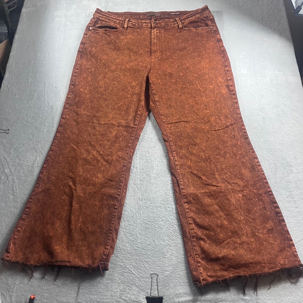 Judy Blue Rust Orange Garment Dyed Wide Leg Raw Hem Jeans JB88888 24W